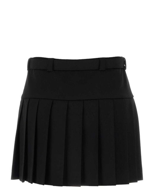 Miu Miu Black Stretch Wool Mini Skirt