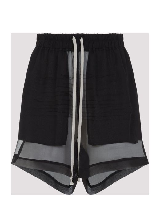 ショートパンツ RICK OWENS SILK SHORTS Rick Owens セミシアーシルク ショートパンツ | ブラック
