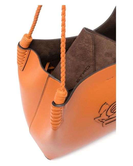 Etro Orange Small Libra Tote Bag