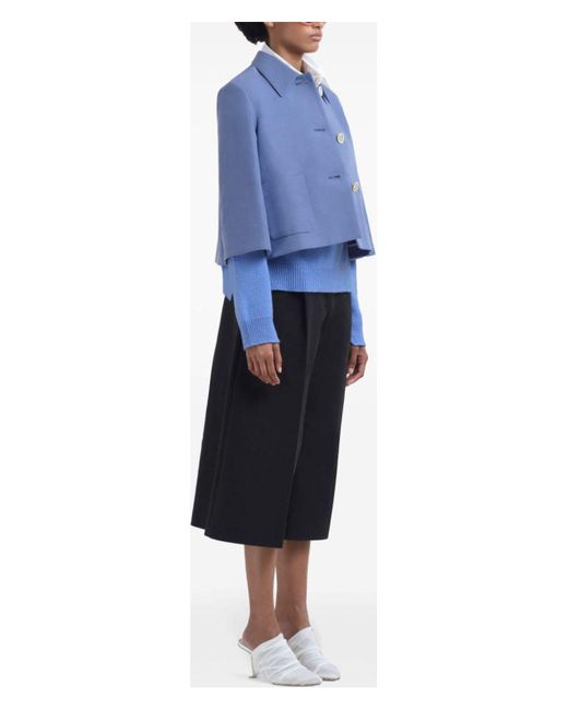 Marni Blue Wide Bermuda Withsymbol Logo Shorts