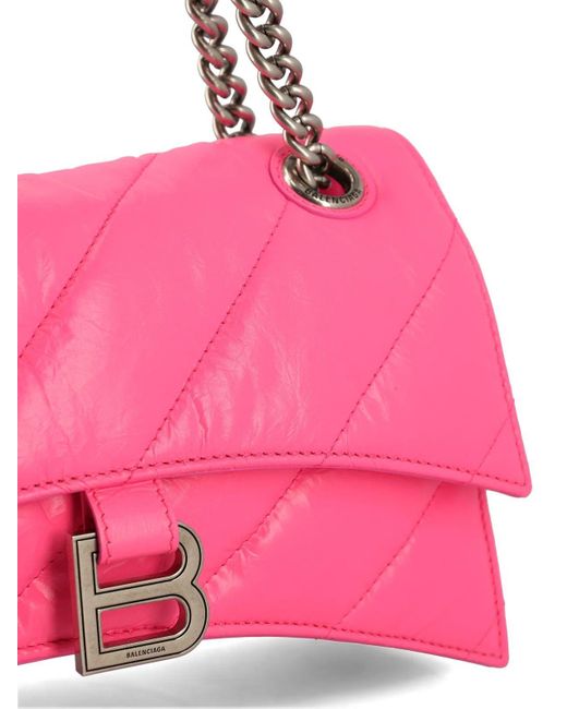 Crush Mini Quilted Leather Crossbody Bag in Pink - Balenciaga