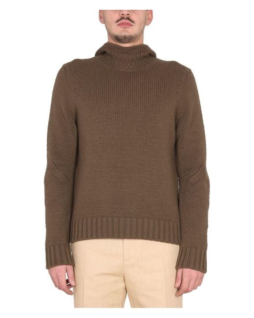 Bottega Veneta Brown Textured Jersey With Hood for men