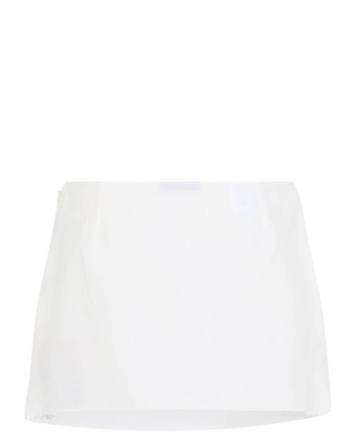 ミニスカート MIU MIU LINEN AND COTTON MINI SKIRT Miu Miu Linen And Cotton Mini Skirt in White | Lyst
