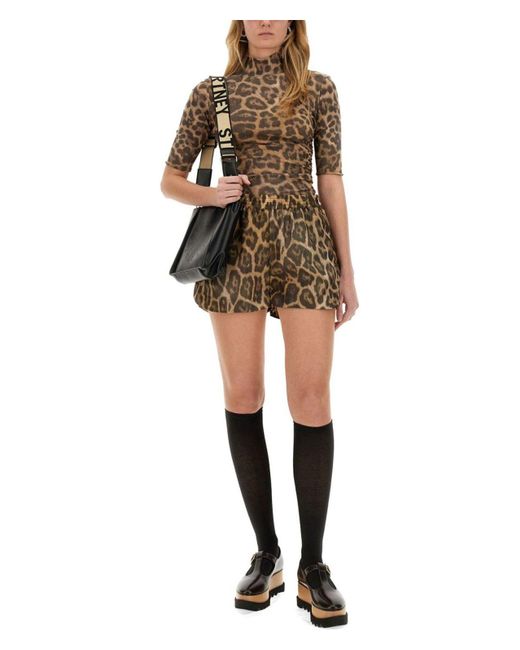 Stella McCartney Black Shorts With Animal Pattern