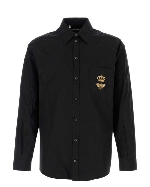 Dolce & Gabbana Black Poplin Shirt for men