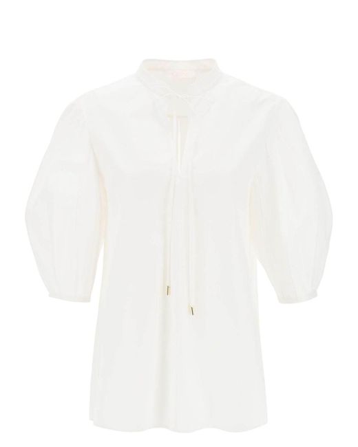 Chloé White Poplin Blouse Top