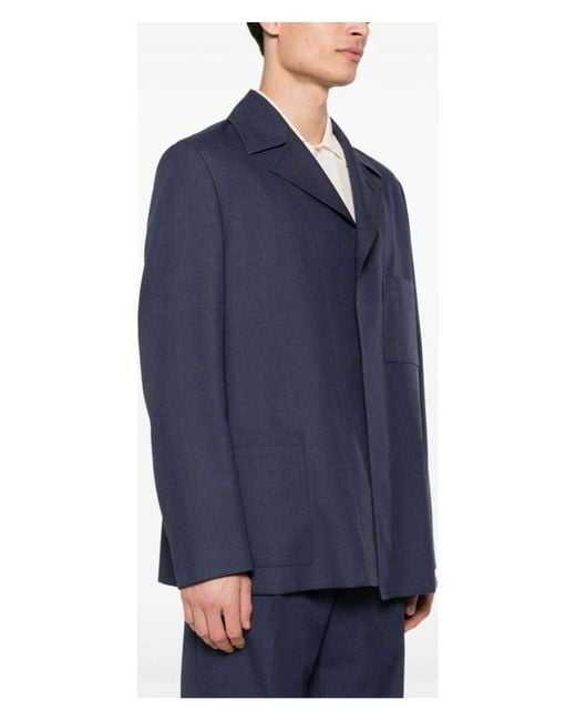 Fendi Blue Single-Breasted Virgin Wool Jacket