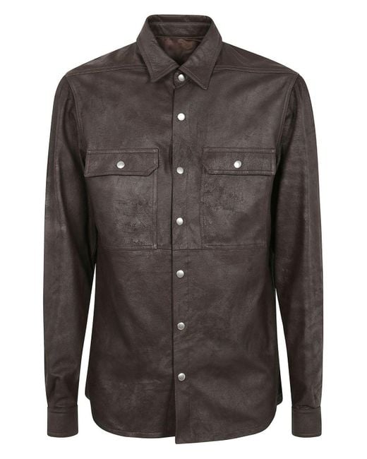 Rick Owens Black Outeshirt Leather Jacket for men
