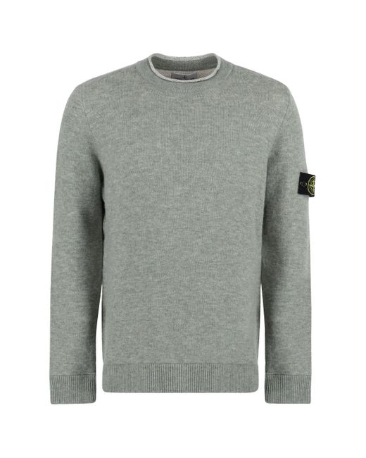 Stone Island Wool-blend Crew-neck Sweater in Gray for Men | Lyst