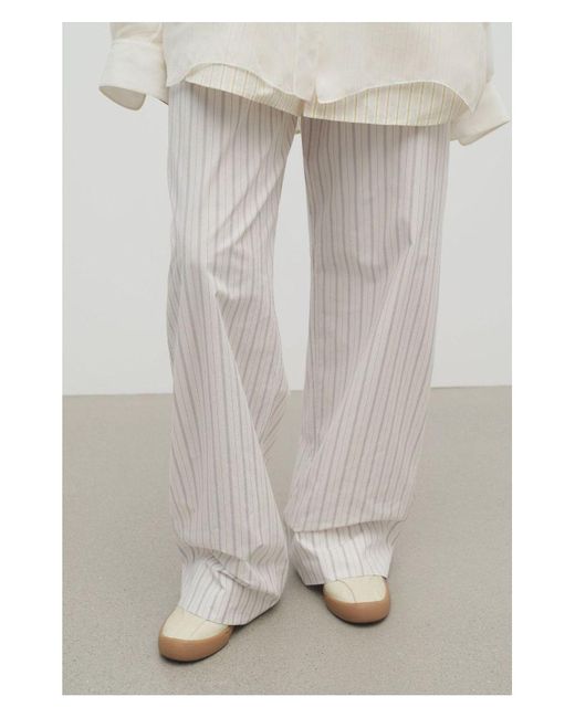 The Row White Ecru Striped Hypnost Pants