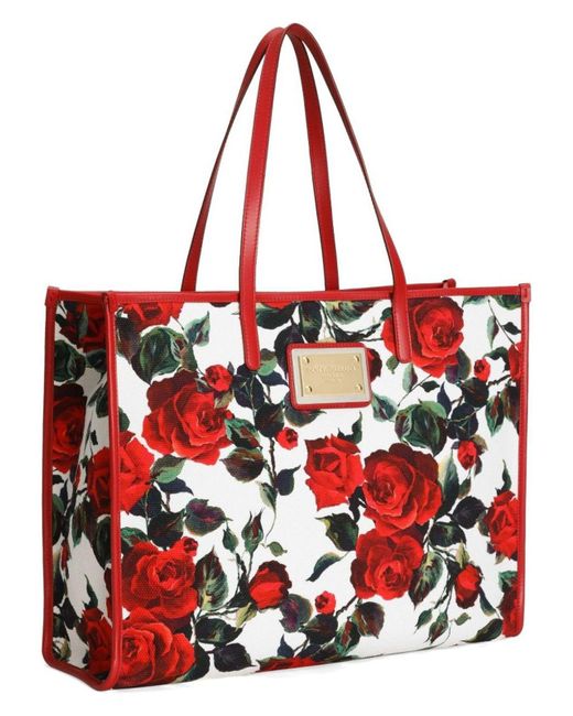 Dolce & Gabbana Red Large Canvas Tote Bag