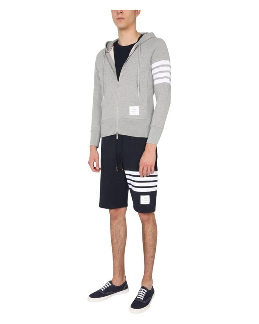 Thom Browne Gray Felpa Con Cappuccio E Zip for men