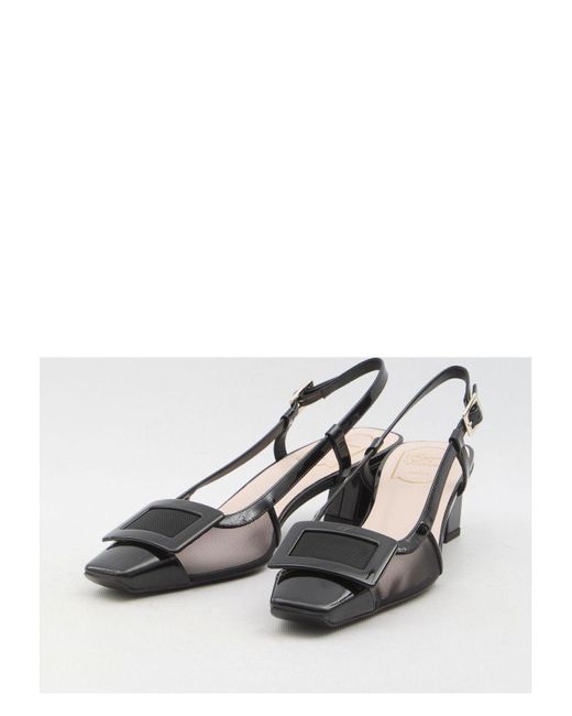 Roger Vivier White Slingback Mesh Pumps