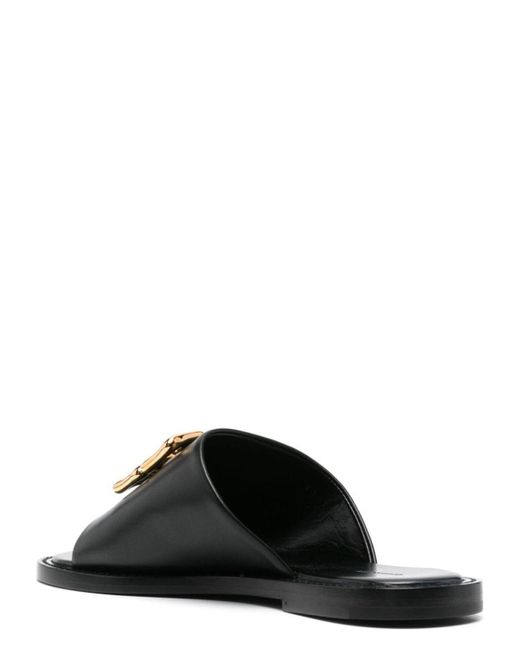 Givenchy Black Mule 4G Liquid Flat Golden Logo