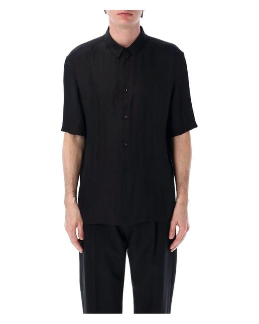Saint Laurent Black Polo Bowling Shirt Stripe Cassandra for men