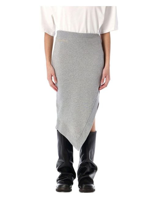 The Attico Gray Fleece Midi Skirt