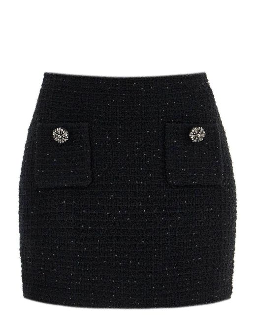Self-Portrait Black Sequined Mini Sk