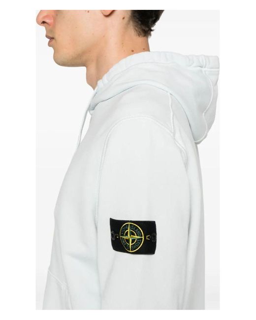 Stone Island White Compass Badge Hoodie for men