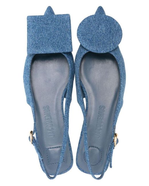 Jacquemus Blue Cotton Slingback Ballet Flats