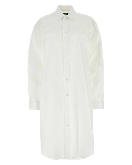 ワンピース Balenciaga White poplin shirt dress White Paneled cotton-poplin shirt dress | BALENCIAGA | NET-A