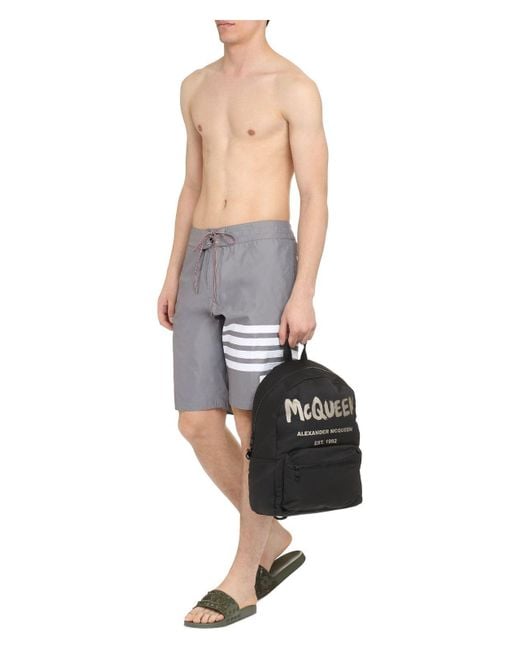 Thom Browne Gray Stretchy Polyamide-Elastane Shorts for men