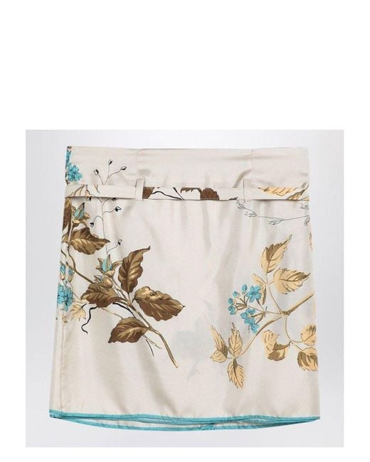 スカート Prada Sand-coloured mini skirt with silk print Prada Sand-Coloured Mini Skirt With Silk Print in White | Lyst