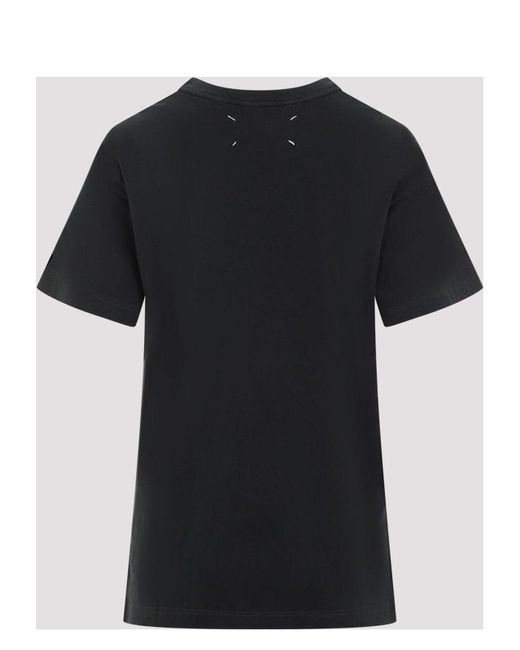 Tシャツ・カットソー MAISON MARGIELA WASHED BLACK T-SHIRT WITH EMBROIDERED LOGO Maison Margiela Maison Margiela Washed Black T-Shirt With