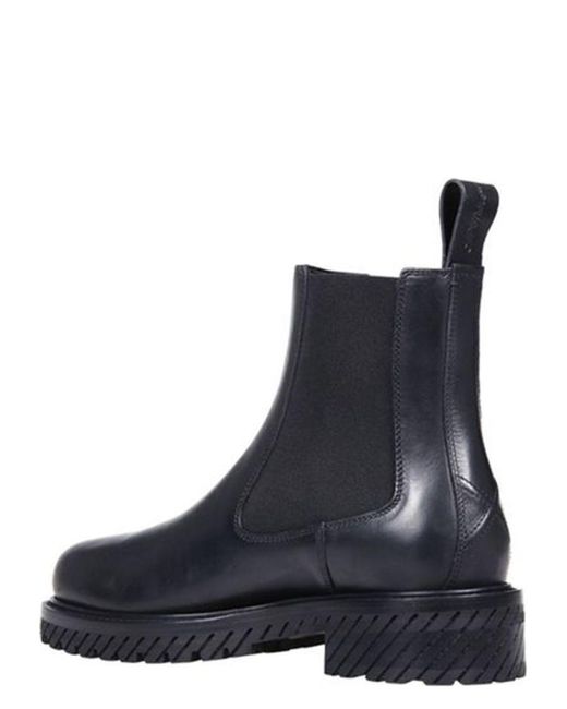 Off-White c/o Virgil Abloh Blue Combat Lace-Up Boots With Diag Iconicrubber Sole for men