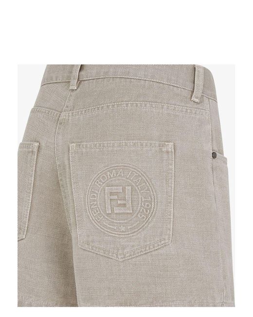 Fendi Gray Roma Flared Denim Shorts