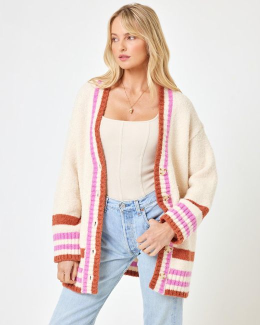 LSPACE White Delta Blooms Sweater