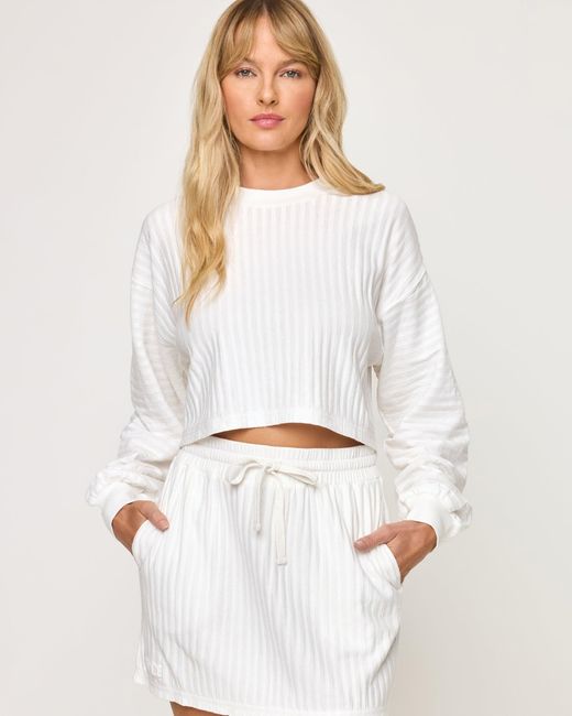 LSPACE White Half Court Pullover
