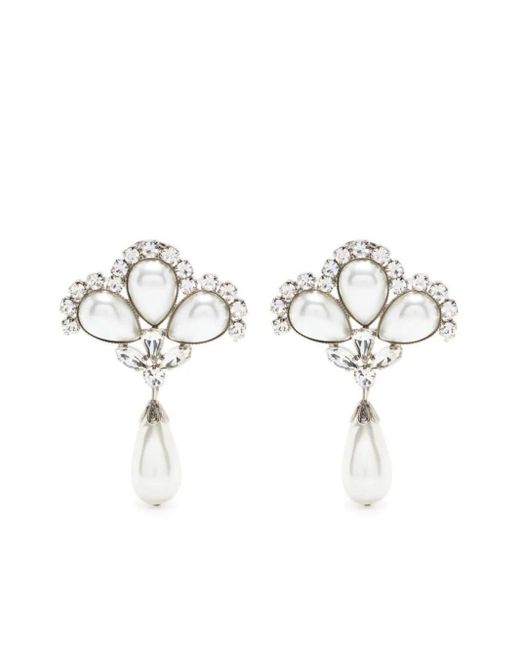 Pearl Earrings With Pendent di Alessandra Rich in Bianco | Lyst