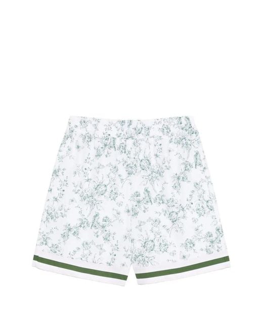 Robert Friedman White Floral-Print Trim Shorts