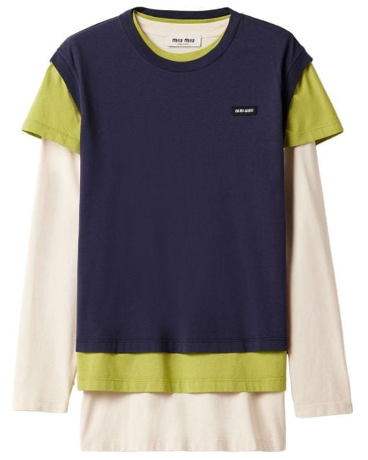 Miu Miu Blue Jersey T-Shirts (Set Of Three)