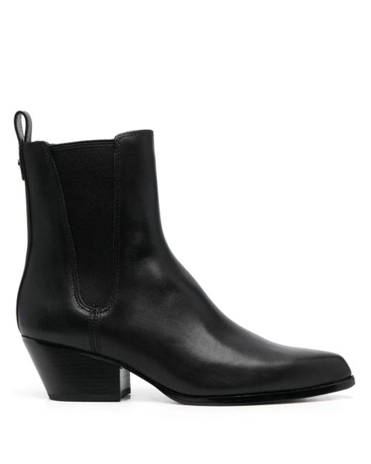 MICHAEL Michael Kors Black Pointed-toe Leather Ankle Boots