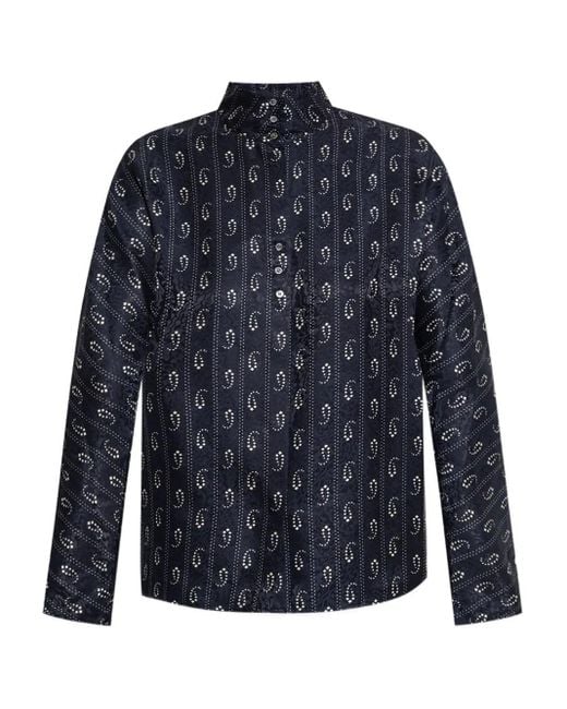 Tory Burch Blue Paisley Print Blouse
