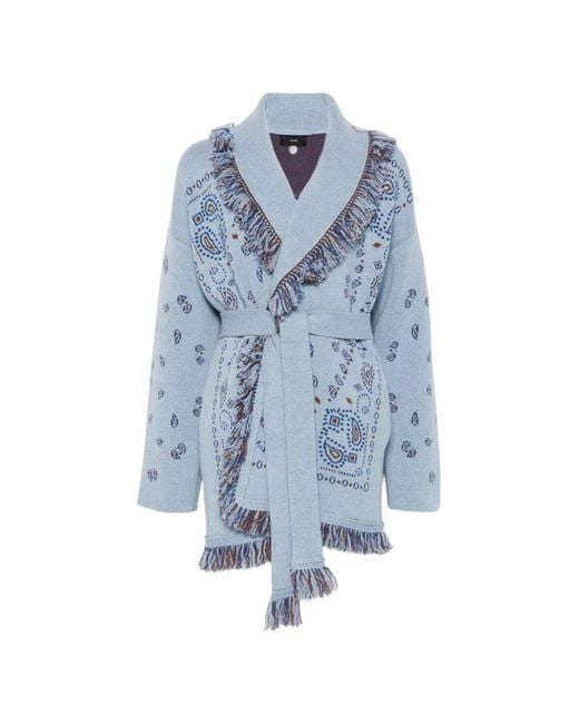 Alanui Blue Bandana Jaquard Cardigan