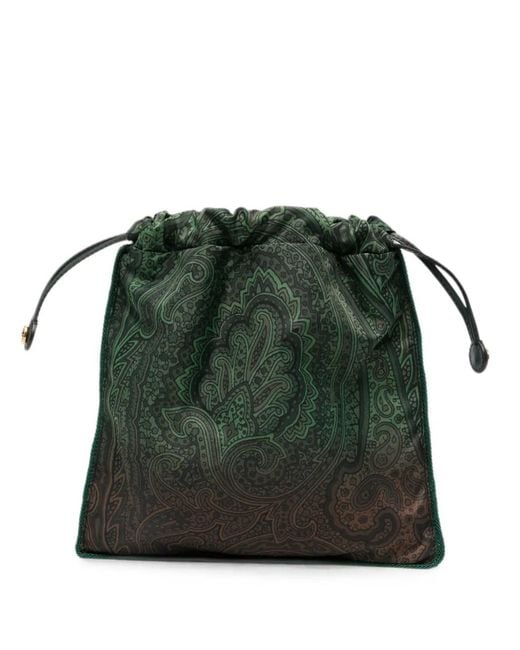 Etro Green Paisley Print Clutch