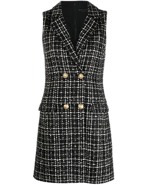 Alice + Olivia Double-breasted Tweed Dress in Black | Lyst