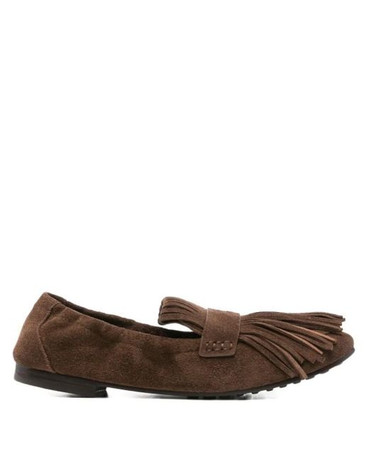 Ballet Fringe Loafer di Tory Burch in Brown