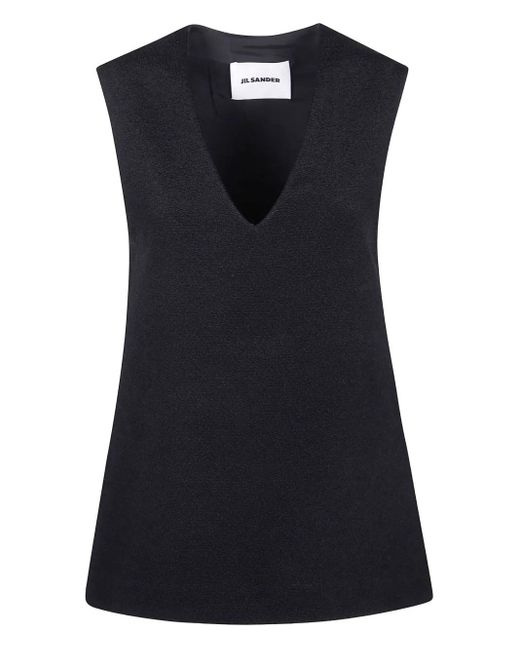 Canotta Con Scollo A V di Jil Sander in Black