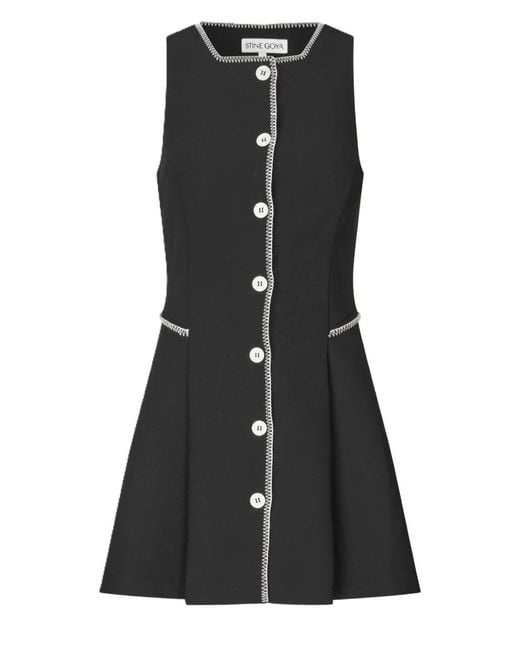Stine Goya Black Button Up Mini Dress