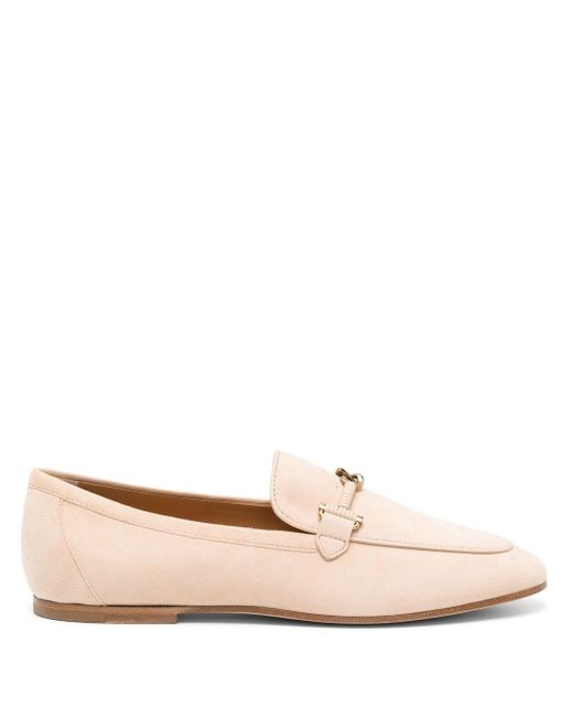 Tod's Pink Horsebit-detail Suede Loafers
