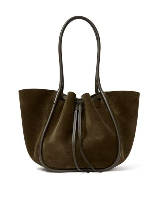 Proenza Schouler Brown Large Ruched Tote In Soft Suede