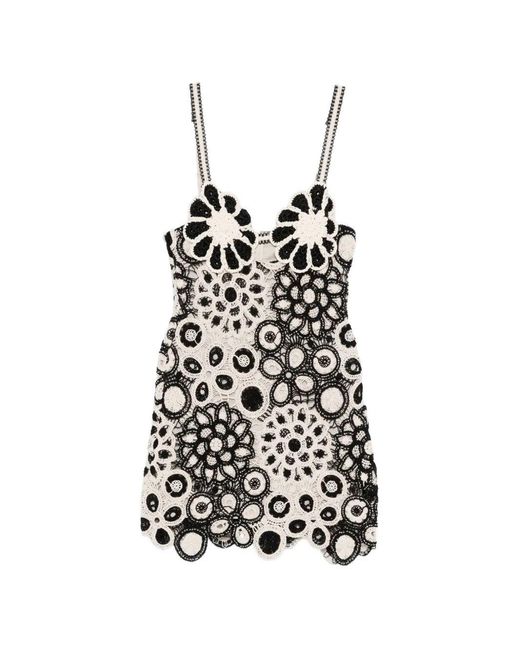 PATBO White Floral-Detail Mini Dress