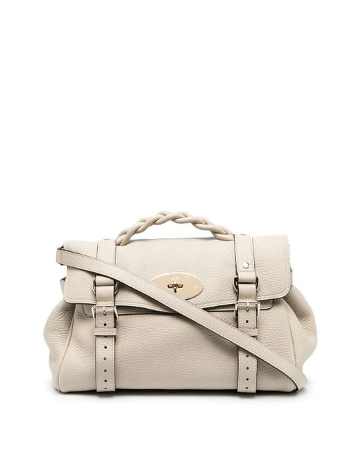 Borsa alexa media in pelle martellata di Mulberry in Natural