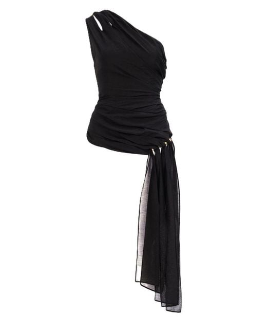 Aje. Black Capture One Shoulder Top