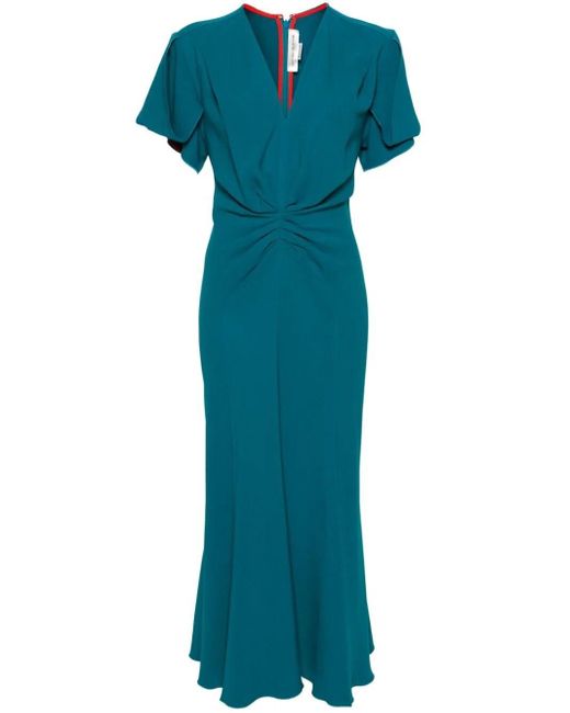Victoria Beckham Blue Flared Midi Dress