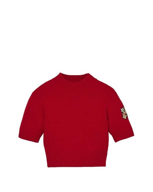 Marc Jacobs Red Tatoo Patch Mock Neck