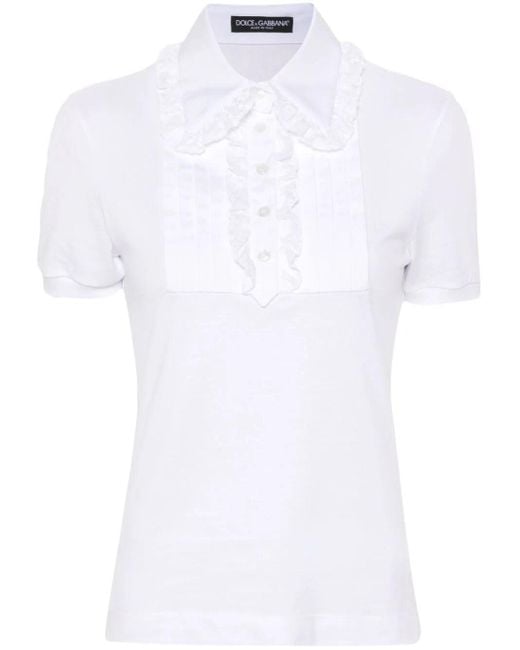 Dolce & Gabbana White Lace Polo Shirt